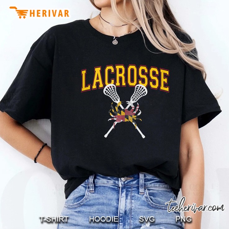 Maryland Crab Lacrosse Crossed Sticks Lax Md Flag Boys Girls Tank Top Ladies Tee
