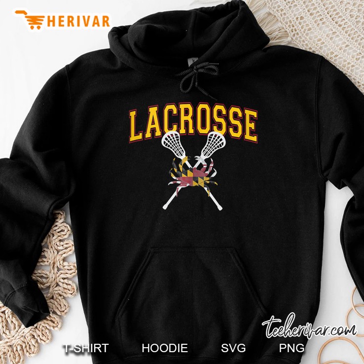 Maryland Crab Lacrosse Crossed Sticks Lax Md Flag Boys Girls Tank Top Hoodie