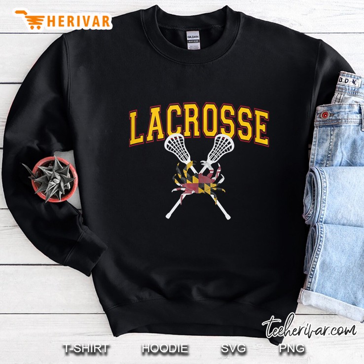 Maryland Crab Lacrosse Crossed Sticks Lax Md Flag Boys Girls Tank Top Sweatshirt