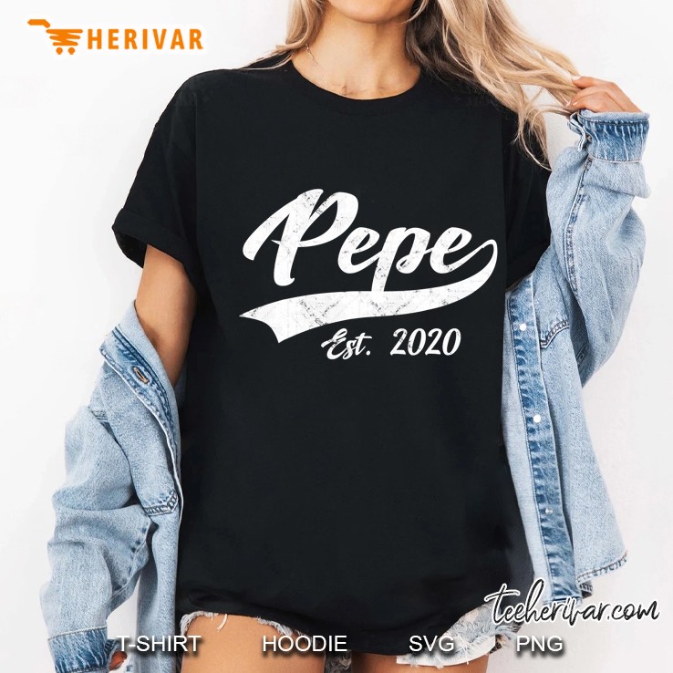 Mens Vintage Pepe Grandpa Est. 2020 New Grandfather Ladies Tee