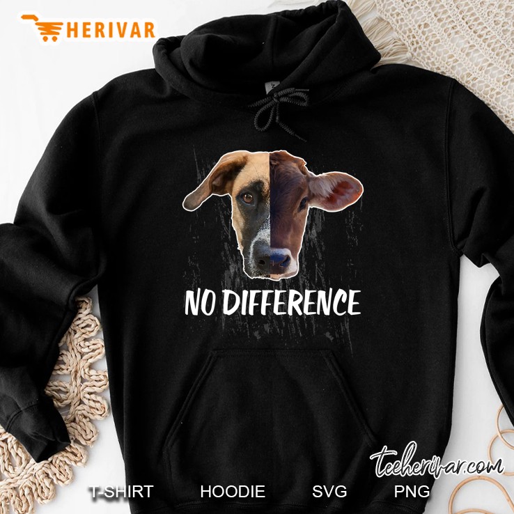 No Difference Shirt Vegan Dog Cow Lover Hoodie