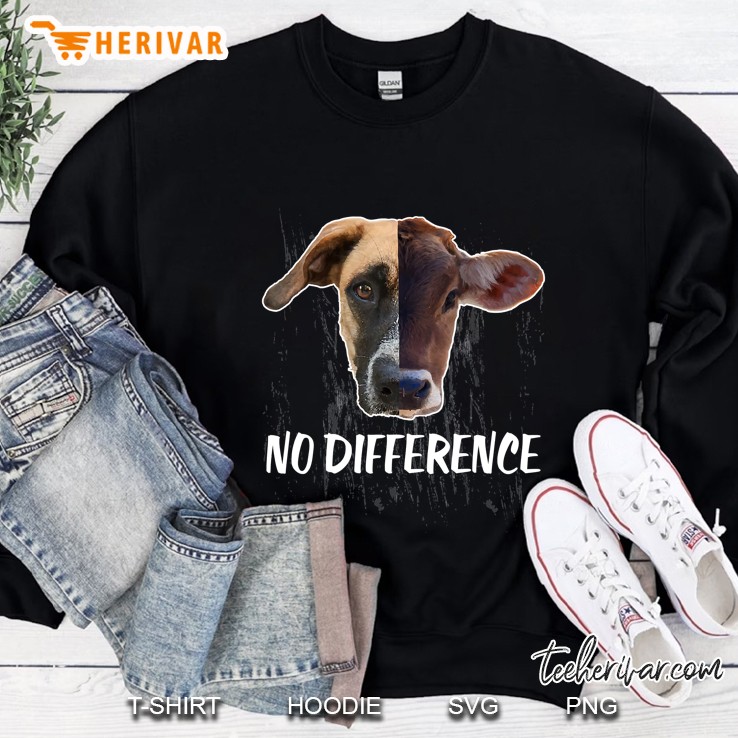 No Difference Shirt Vegan Dog Cow Lover Sweatshirt