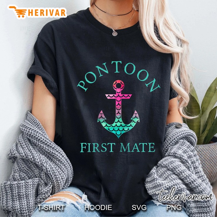 Pontoon First Mate Boat Anchor Mermaid Scale Hoodie