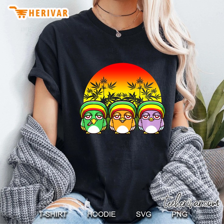 Unique Cute Weedie Weed Smoking Doobie Rasta Birds Pullover Hoodie