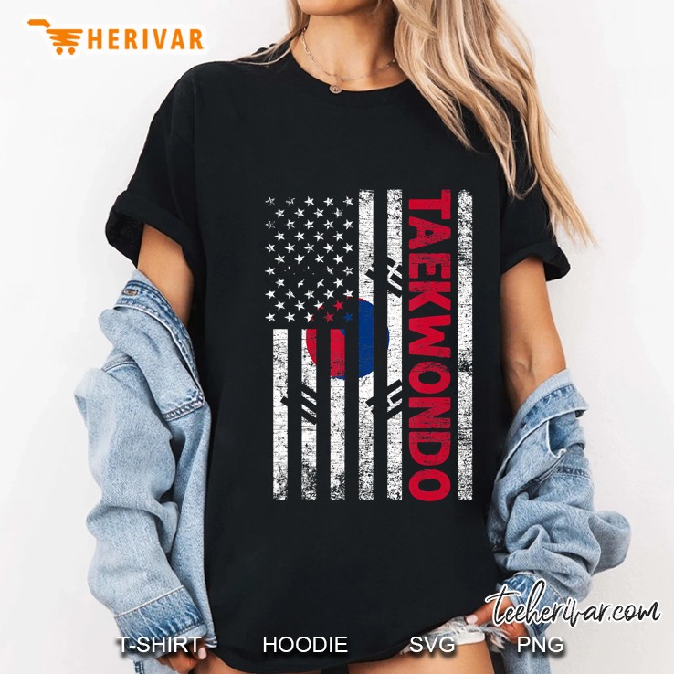 Usa Korea Flag Taekwondo Ladies Tee
