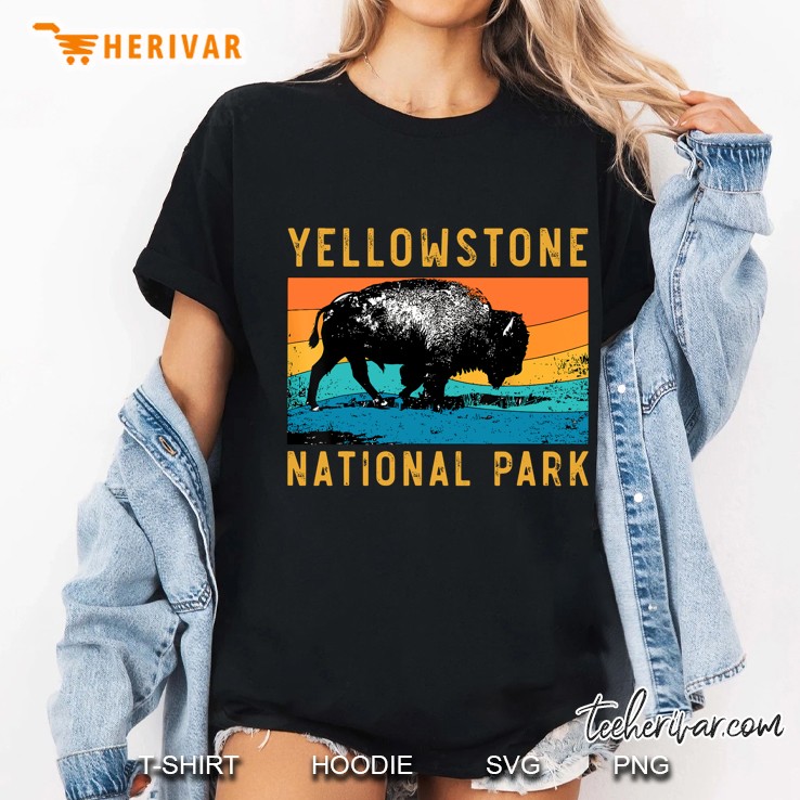 Vintage Yellowstone National Park Gifts Usa Bison Buffalo Ladies Tee