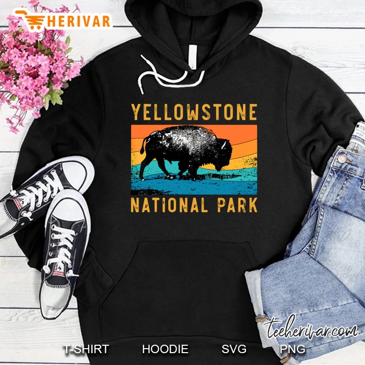 Vintage Yellowstone National Park Gifts Usa Bison Buffalo Hoodie
