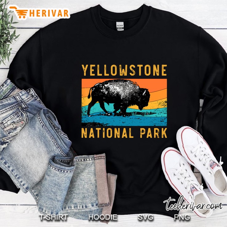 Vintage Yellowstone National Park Gifts Usa Bison Buffalo Sweatshirt