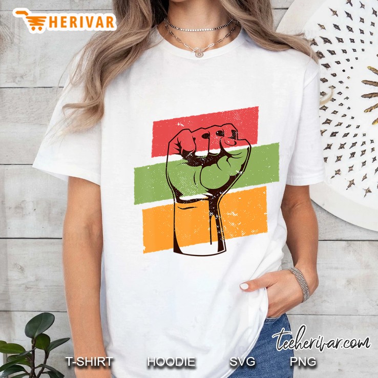 Black History Month L Black Pride Fist African Colors Ladies Tee