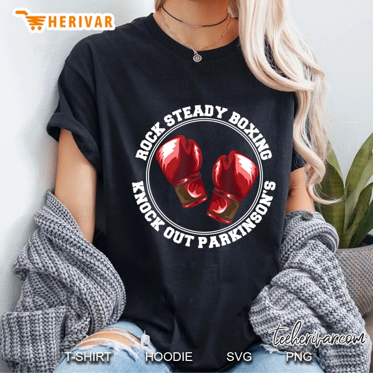 Rock Steady Boxing Knock Out Parkinsons Fighter Red Gloves Ladies Tee