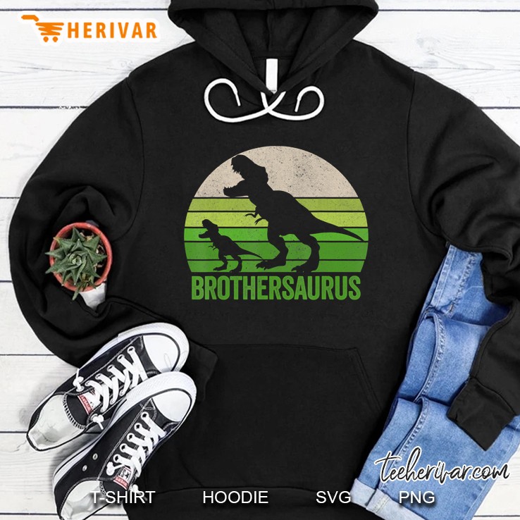 Vintage Brothersaurus Apparel Funny Brother Two Dinosaurs Hoodie