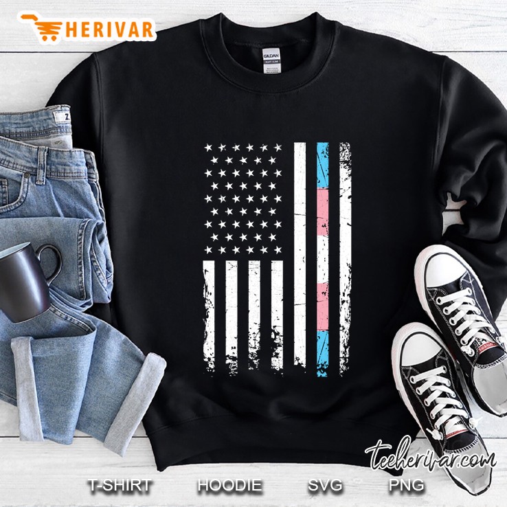 Vintage Lgbt American Flag Transgender Pride Patriotic Print Pullover Sweatshirt