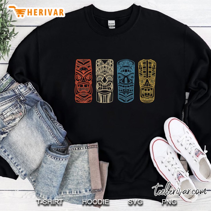 Vintage Tiki Hawaiian Polynesian Mask Four Totems Gift Sweatshirt