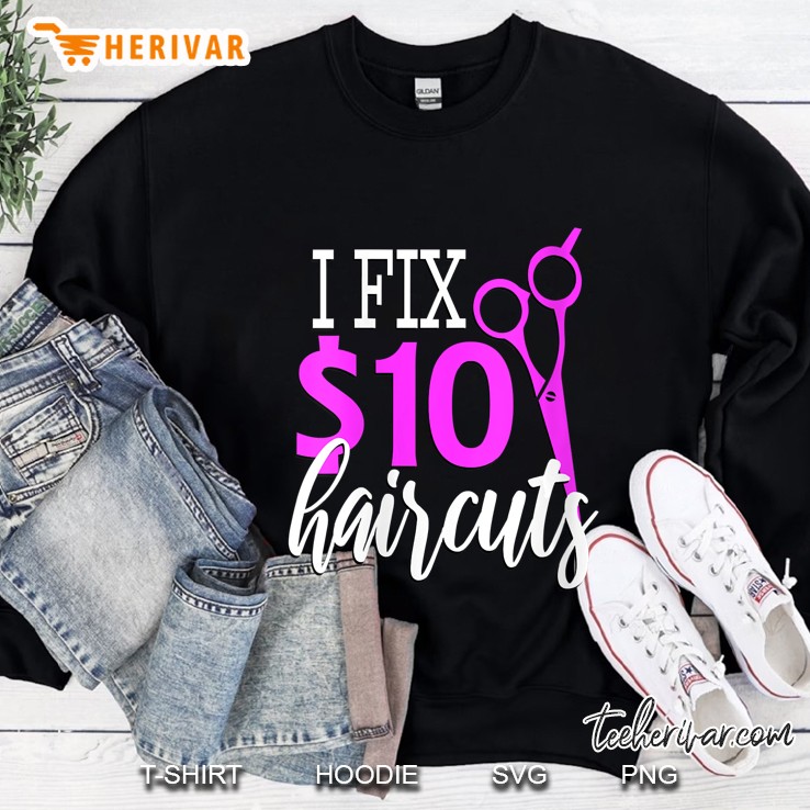 Womens I Fix 10 Dollar Haircuts Hair Stylist Salon Hairdresser Gift V-Neck Mugs