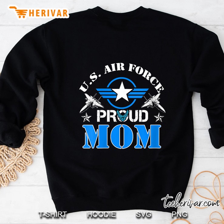 Womens Proud Mom Us Air Force Shirt - Usaf Veteran Gift V-Neck Sweatshirt