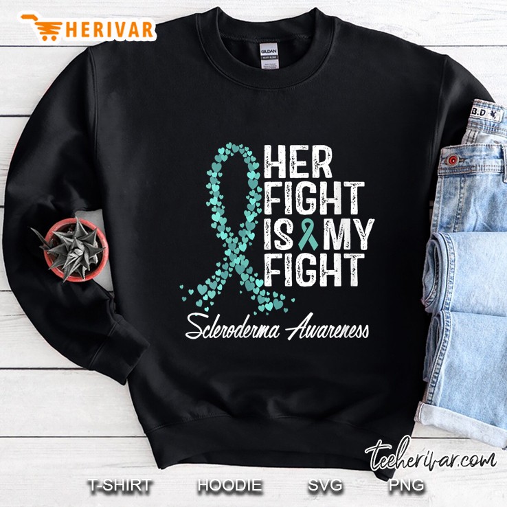 Womens Scleroderma Tshirt Her Fight Is My Fight Tee Gift V-Neck Mugs