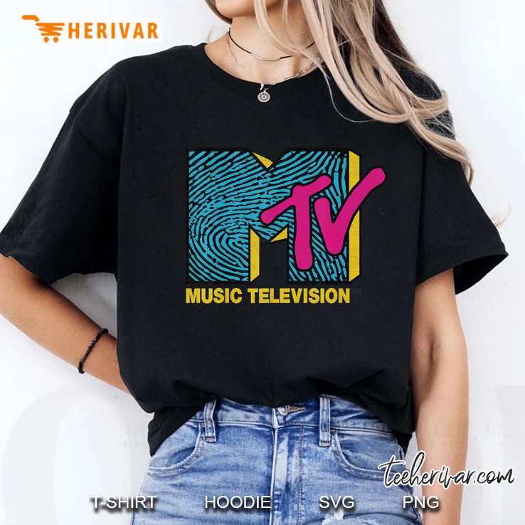 Classic Mtv Logo Finger Print Design Ladies Tee