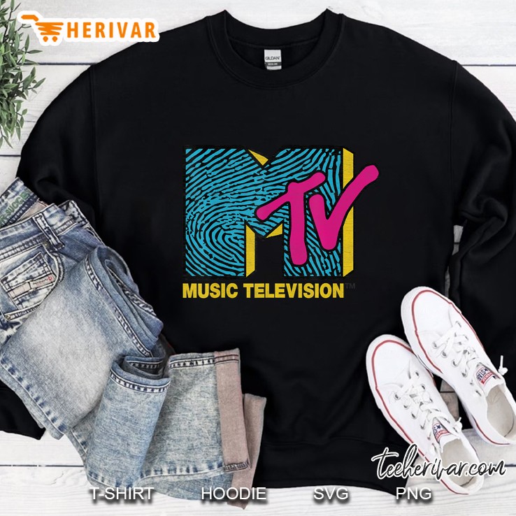 Classic Mtv Logo Finger Print Design Sweatshirt