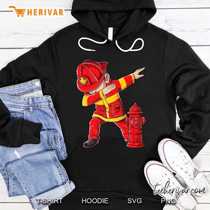 Dabbing Firefighter Kids Boys Men Funny Dab Tee Gift Hoodie