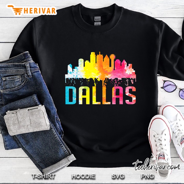 Dallas Texas Retro Watercolor Skyline Art Souvenir Gift Sweatshirt
