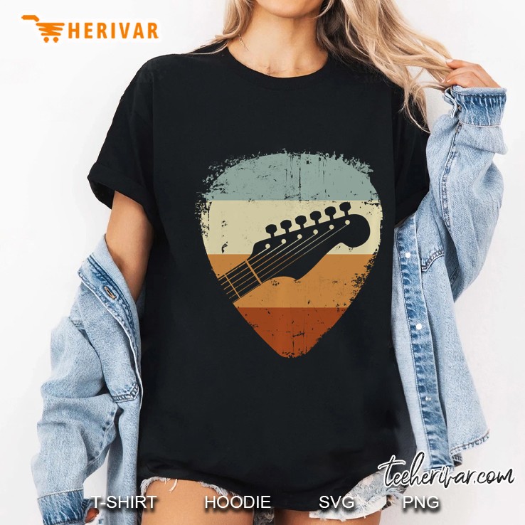 Guitar Headstock Vintage Pick For Guitarist Guitar Player Pullover Ladies Tee