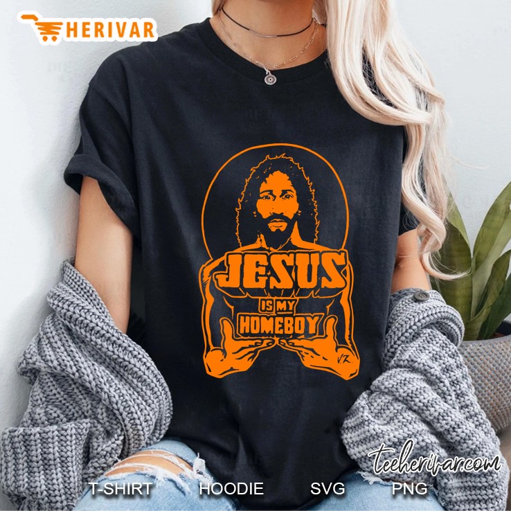 Jesus Is My Homeboy Military Green With Orange Ladies Tee