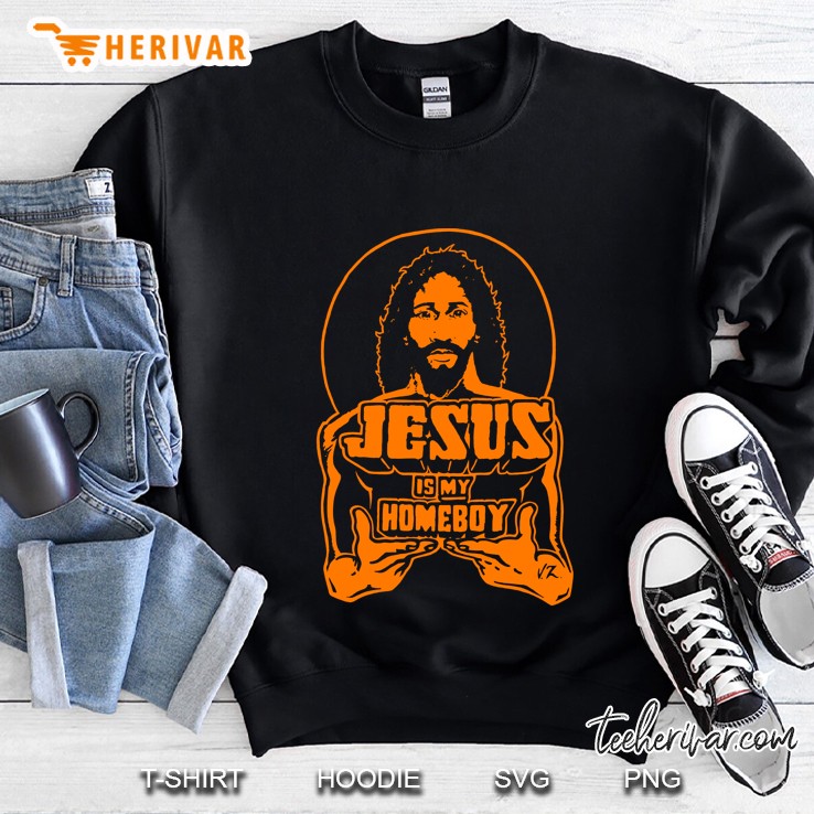 Jesus Is My Homeboy Military Green With Orange Sweatshirt