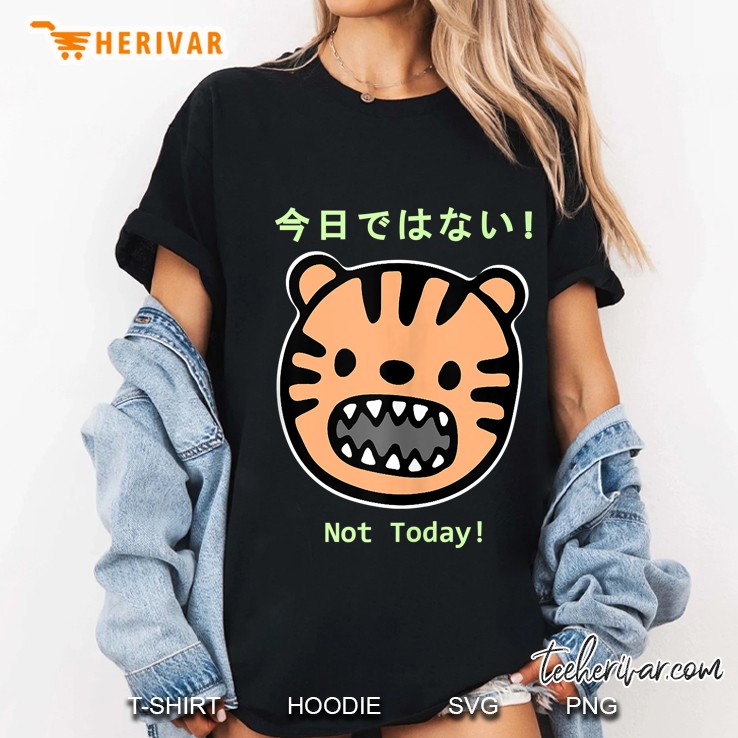 Kawaii Anime Cat Kanji Japanese Streetwear Not Today Tiger Tank Top Ladies Tee