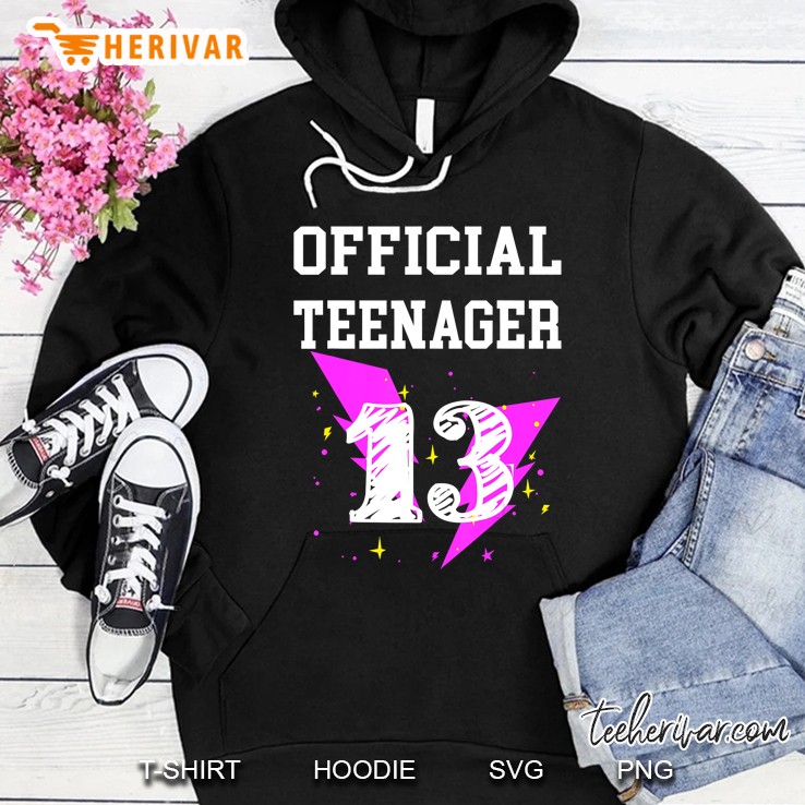 Official Teenager 13Th Birthday 13 Years Old Girl Pink Gift Hoodie