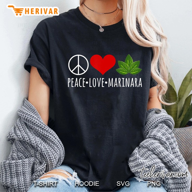 Peace Love Marinara Heart And Basil Leaves Legalize Tomatoes Ladies Tee