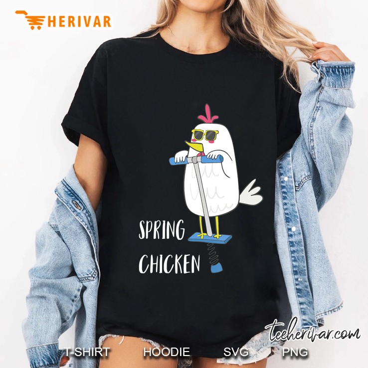 Spring Chicken Chicken On Pogo Stick Funny Chicken Hoodie