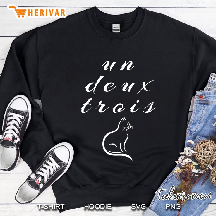 Womens French Inspired Un Deux Trois Cat Funny French Joke Premium Sweatshirt