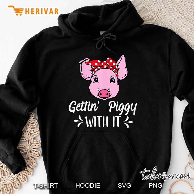 Womens Getting Piggy With It Gift V-Neck Hoodie