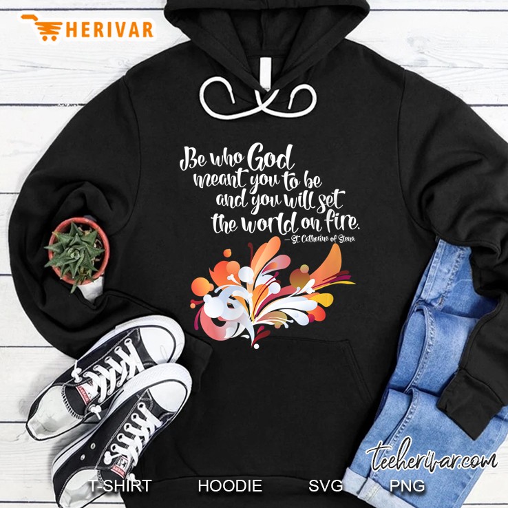 Womens St. Catherine Of Siena Quote Set The World On Fire Women V-Neck Hoodie