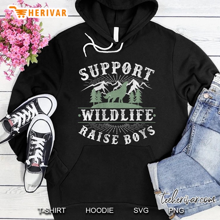 Womens Support Wildlife Raise Boys Womens Gift For Mothers Day Mama V-Neck Hoodie