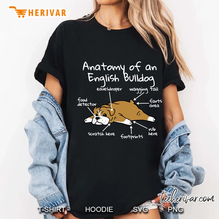 Anatomy Of A English Bulldog Ladies Tee