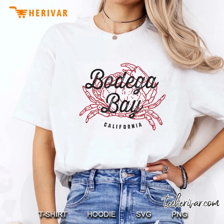 Bodega Bay California Cool Vintage Red Crab Shirt Ladies Tee