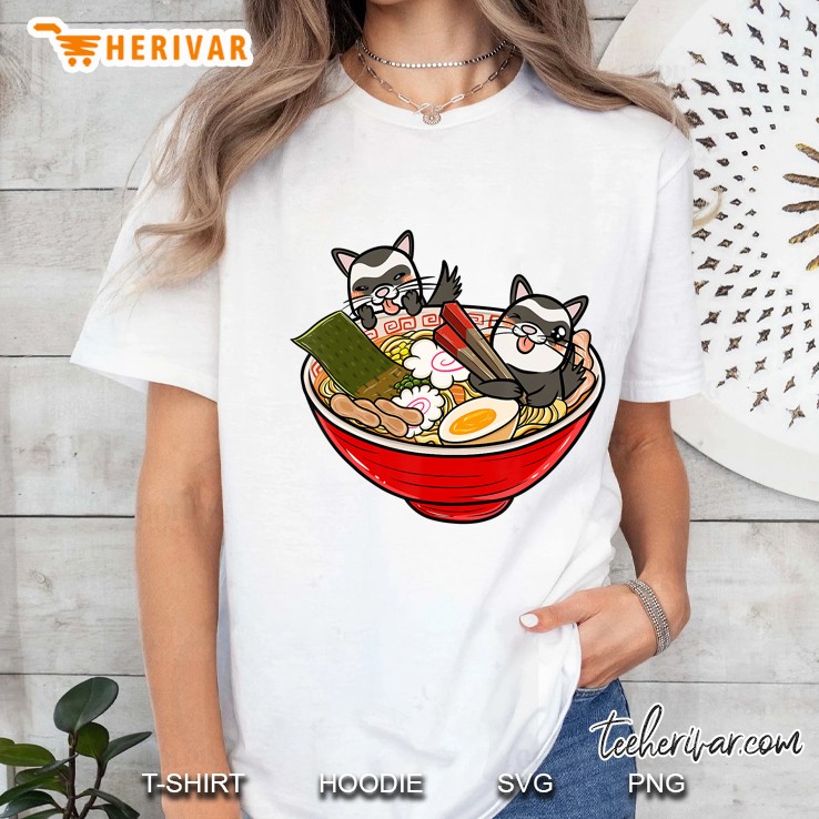 Ferret Japanese Ramen Kawaii Funny Pe Ladies Tee