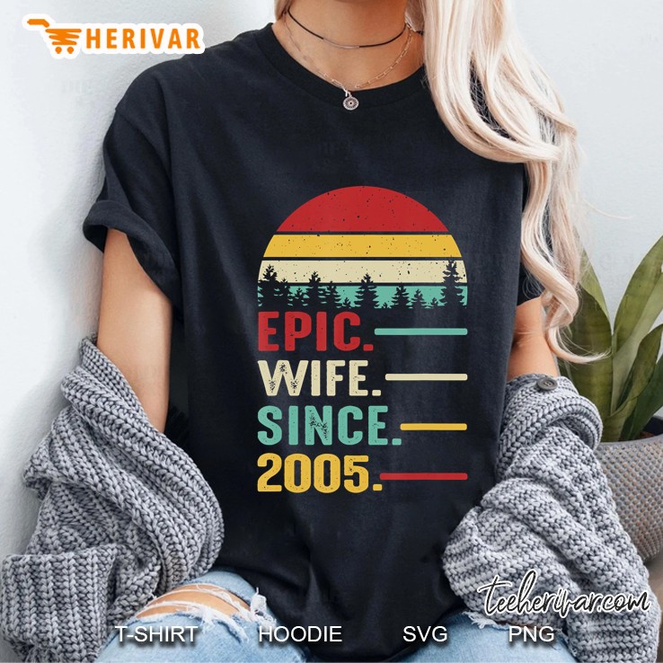 15Th Wedding Anniversary Gift For Her Epic Wife Since 2005 Ladies Tee