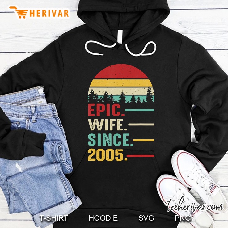15Th Wedding Anniversary Gift For Her Epic Wife Since 2005 Hoodie