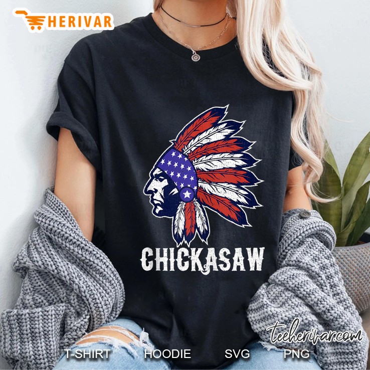 Chickasaw Native American Flag Pride Headdress Tank Top Ladies Tee