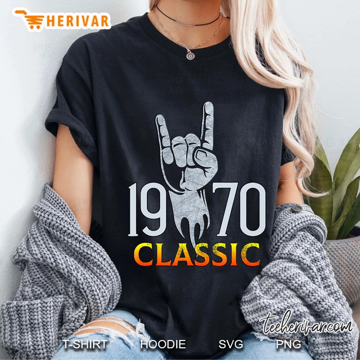 Distressed Metal Rocking Since 1970 Classic Ladies Tee