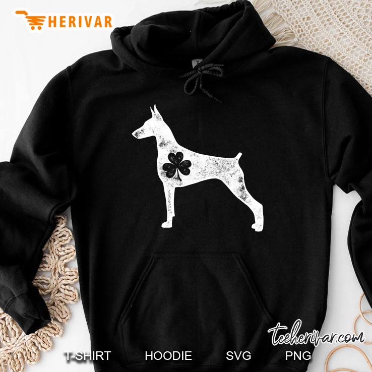 Doberman St Patricks Day Boys Girls Shamrock Dog Lover Gift Hoodie