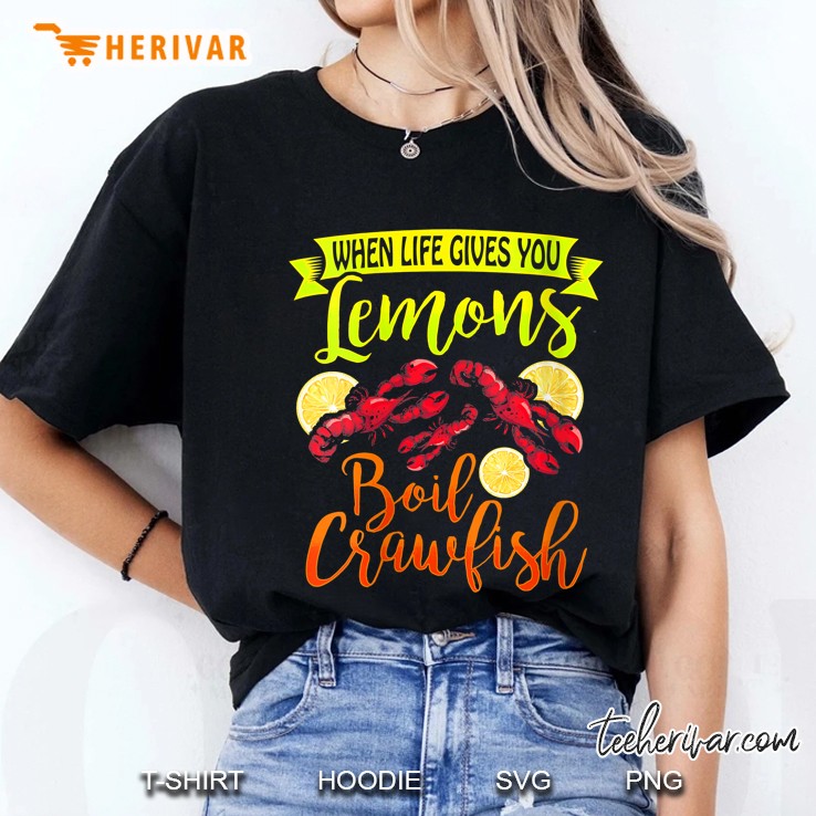 Womens Funny Crawfish When Life Gives You Lemon Boil Crawfish V-Neck Ladies Tee