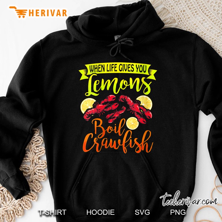 Womens Funny Crawfish When Life Gives You Lemon Boil Crawfish V-Neck Hoodie
