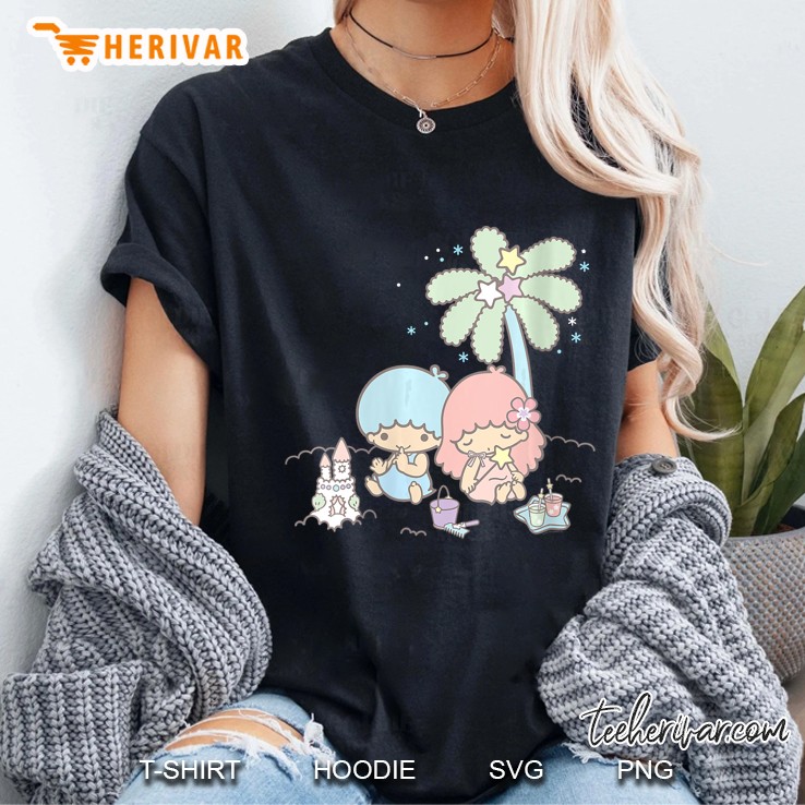 Womens Little Twin Stars Beach Summer Sandcastle V-Neck Ladies Tee