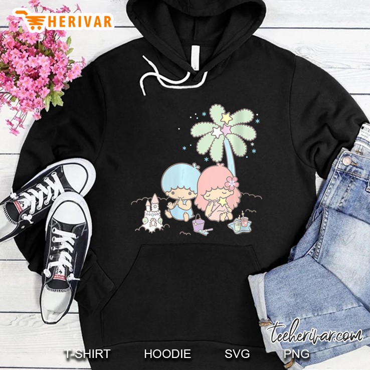 Womens Little Twin Stars Beach Summer Sandcastle V-Neck Hoodie