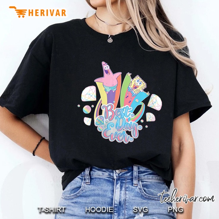 Womens Spongebob Squarepants Best Day Ever V-Neck Ladies Tee