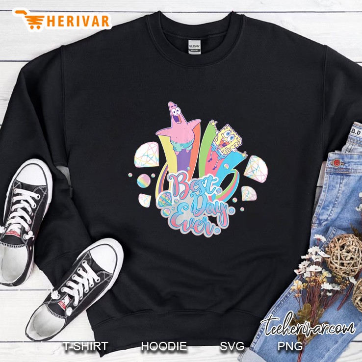 Womens Spongebob Squarepants Best Day Ever V-Neck Sweatshirt
