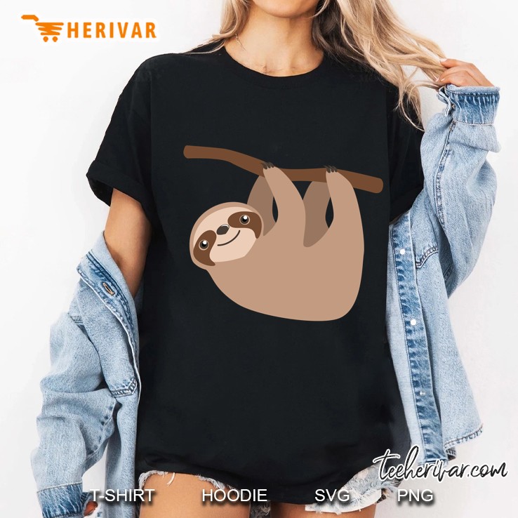 Cute Sloth On A Branch Slim Fit Ladies Tee